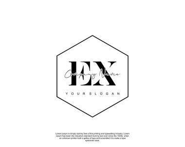 İlk harf EX güzellik el yazısı logo vektörü