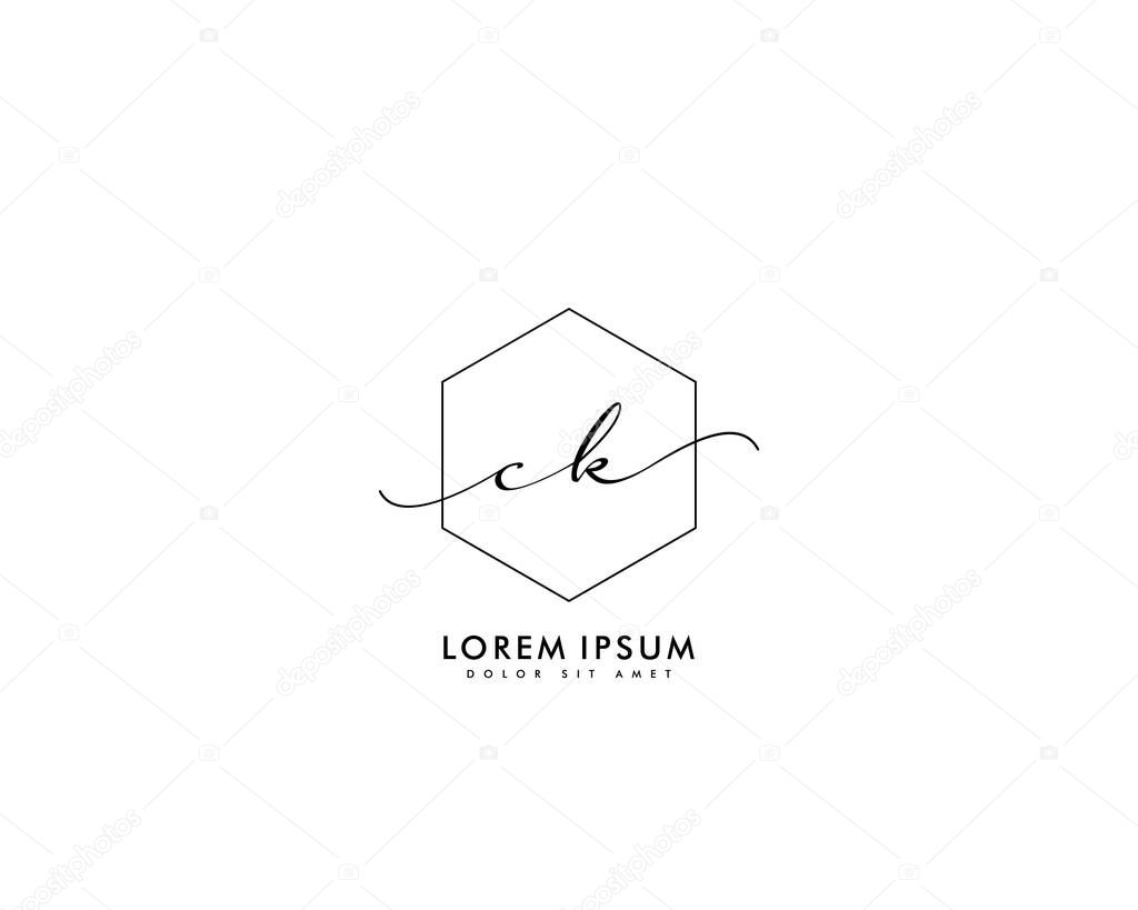 Initial letter CK beauty handwriting logo vector