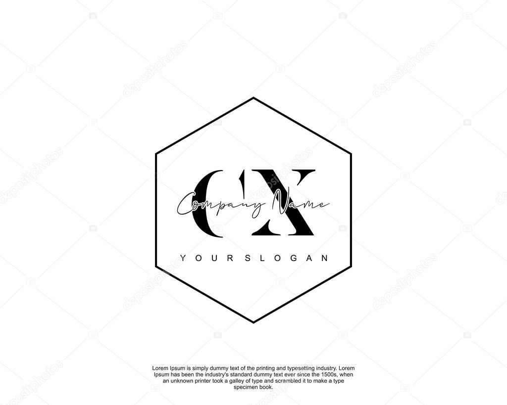 Initial letter CX beauty handwriting logo vector