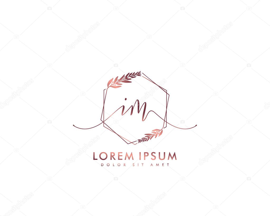 Initial letter IM beauty handwriting logo vector