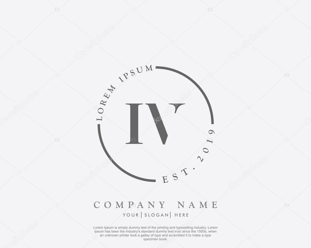 Initial letterI IV beauty handwriting logo vector