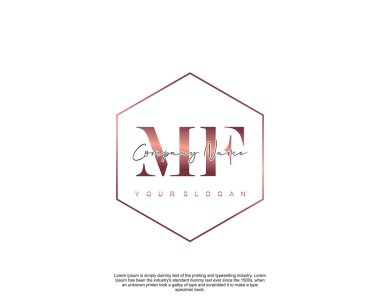 İlk harf MF güzellik el yazısı logo vektörü