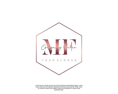 Initial letter MF beauty handwriting logo vector clipart