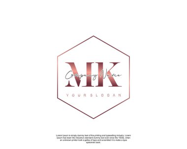İlk harf MK güzellik el yazısı logo vektörü