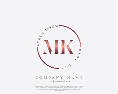 İlk harf MK güzellik el yazısı logo vektörü