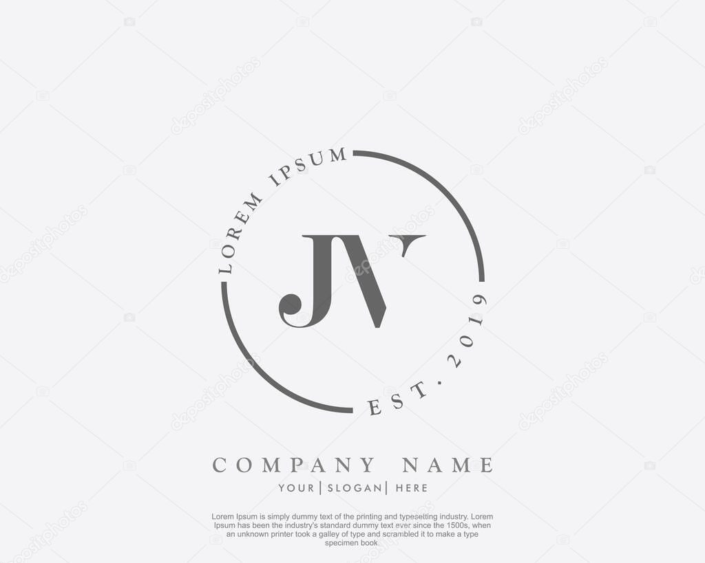 Initial letter JV beauty handwriting logo vector
