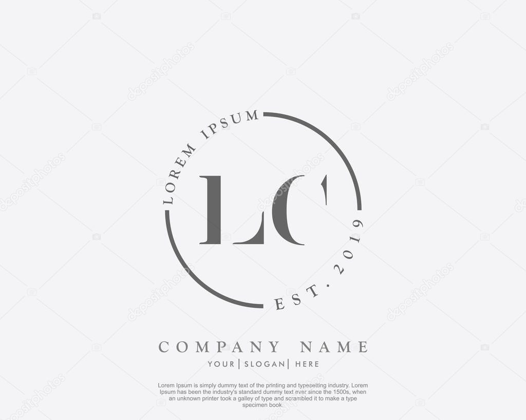 Initial letter LC beauty handwriting logo vector