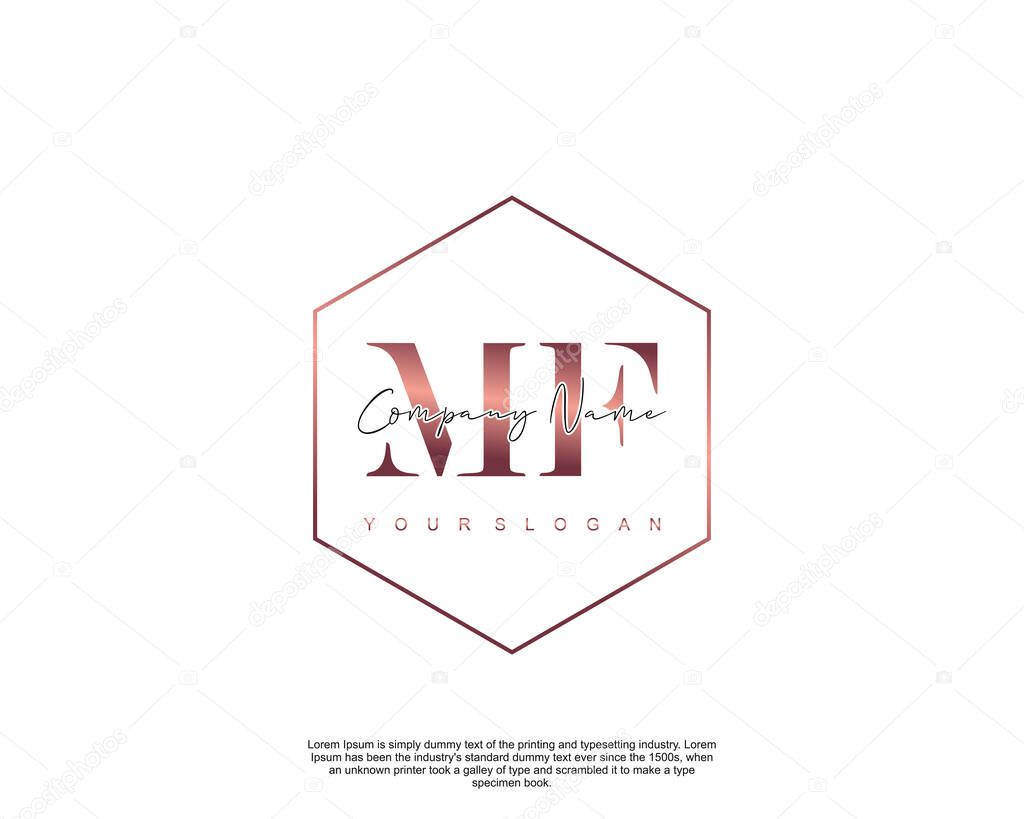 Initial letter MF beauty handwriting logo vector