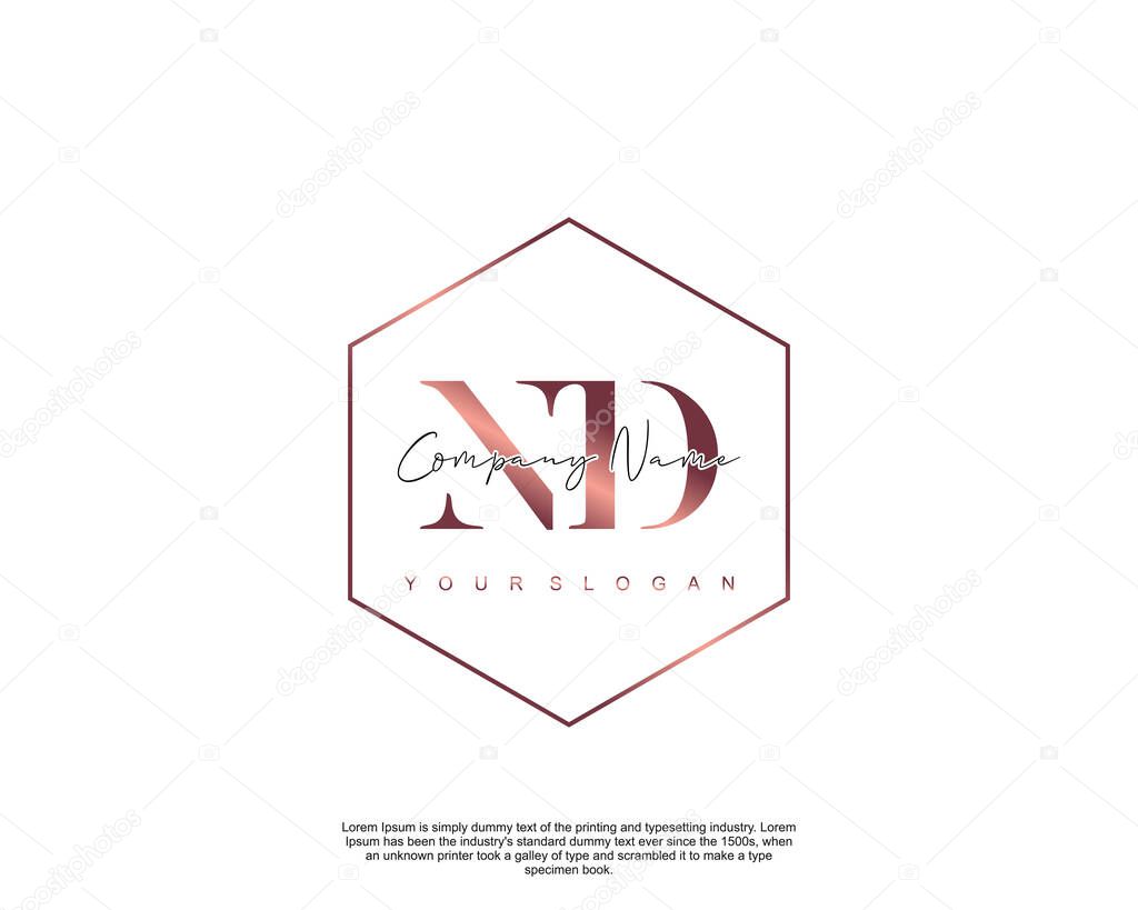 Initial letter ND beauty handwriting logo vector