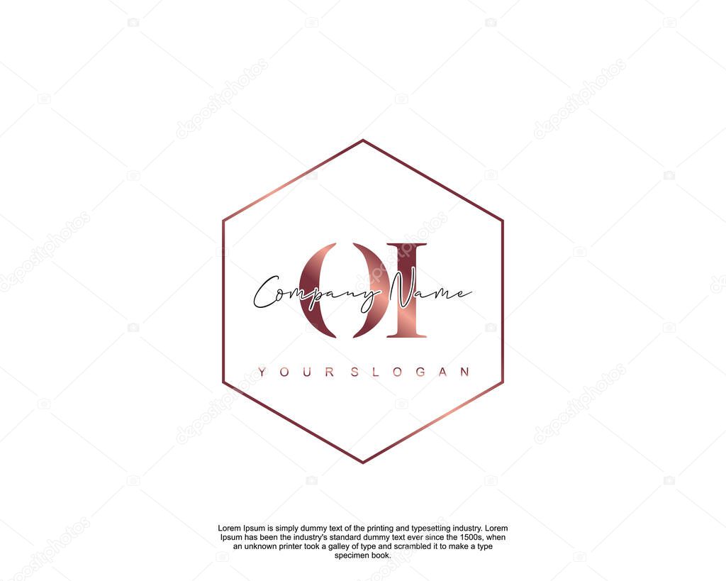 Initial letter OI beauty handwriting logo vector