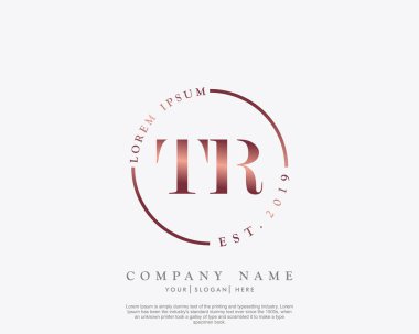 Initial letter TR beauty handwriting logo vector clipart