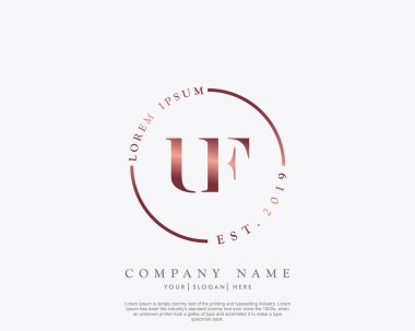 İlk harf UF güzellik el yazısı logo vektörü