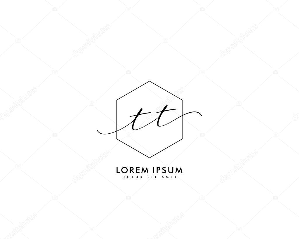Initial letter TT beauty handwriting logo vector