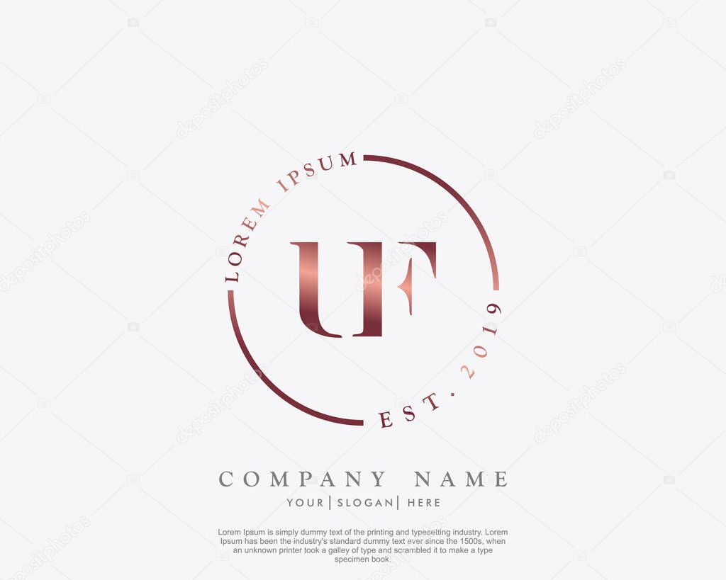 Initial letter UF beauty handwriting logo vector