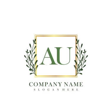 İlk harf AU güzellik el yazısı logo vektörü