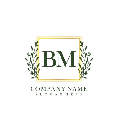 İlk harf BM güzellik el yazısı logo vektörü