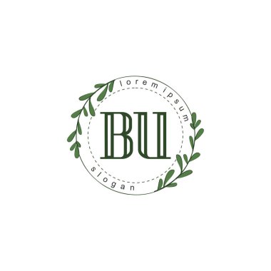 İlk harf BU güzellik el yazısı logo vektörü