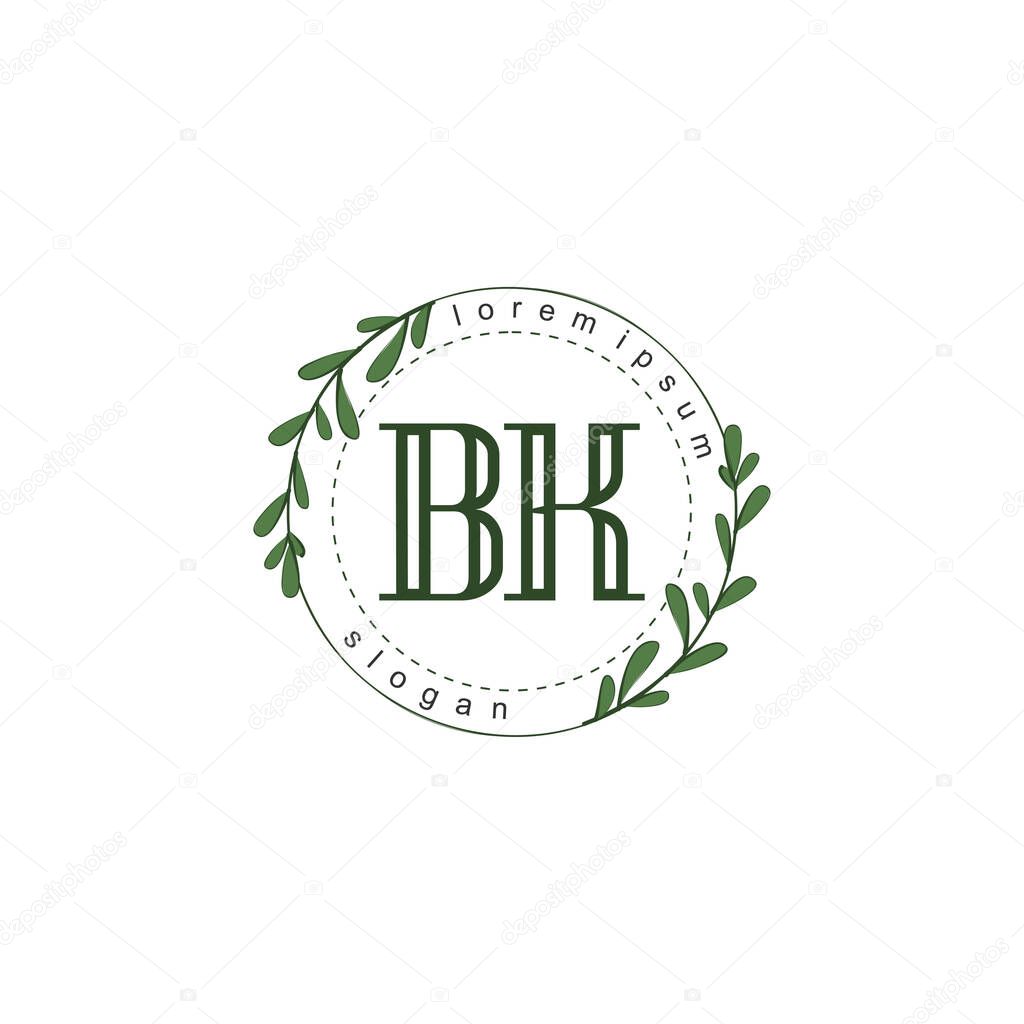 Initial letter BK beauty handwriting logo vector