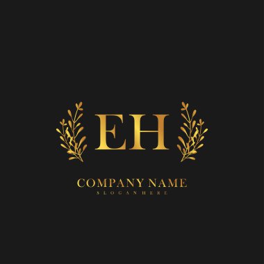 İlk harf EH güzellik el yazısı logo vektörü