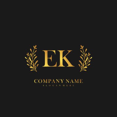 İlk harf EK güzellik el yazısı logo vektörü