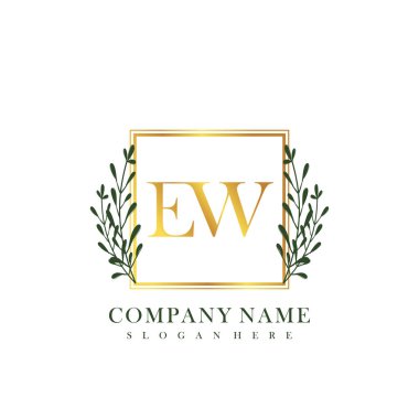 İlk harf EW güzellik el yazısı logo vektörü