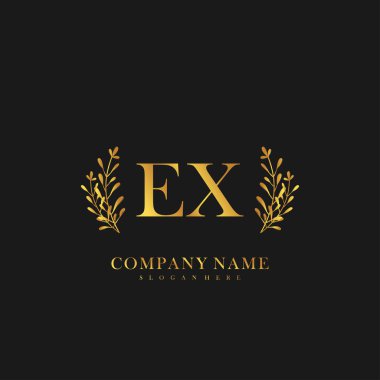 İlk harf EX güzellik el yazısı logo vektörü