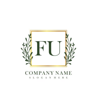 İlk harf FU güzellik el yazısı logo vektörü