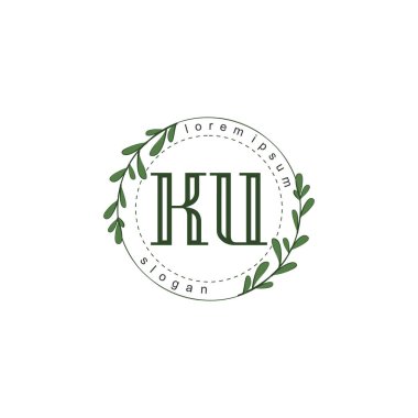 İlk harf KU güzellik el yazısı logo vektörü