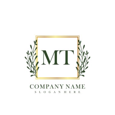 İlk harf MT güzellik el yazısı logo vektörü