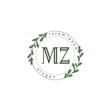 İlk harf MZ güzellik el yazısı logo vektörü