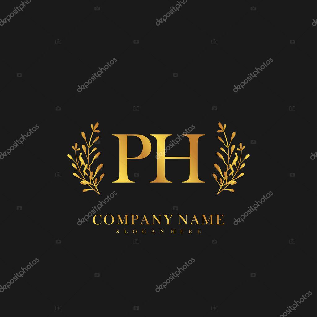 Initial letter PH beauty handwriting logo vector