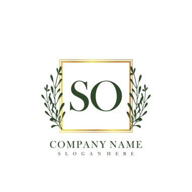 İlk harf So güzellik el yazısı logo vektörü
