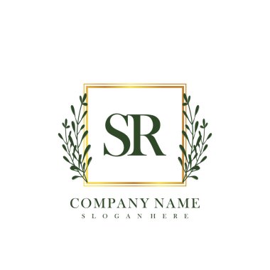 İlk harf SR güzellik el yazısı logo vektörü