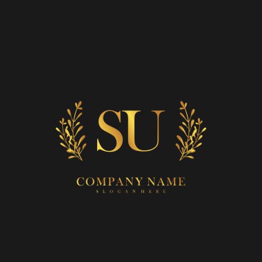 İlk harf SU güzellik el yazısı logo vektörü