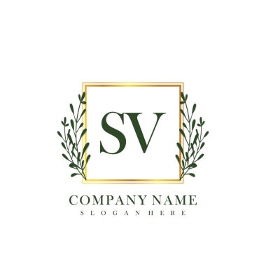 İlk harf SV güzellik logo vektörü