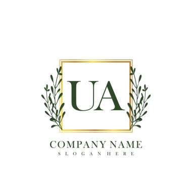 İlk harf UA güzellik el yazısı logo vektörü