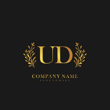 İlk harf UD güzellik el yazısı logo vektörü