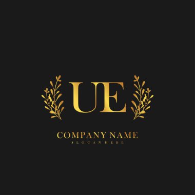 İlk harf UE güzellik el yazısı logo vektörü