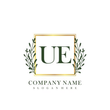 İlk harf UE güzellik el yazısı logo vektörü