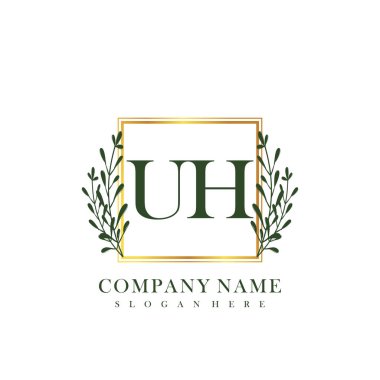 İlk harf UH güzellik el yazısı logo vektörü