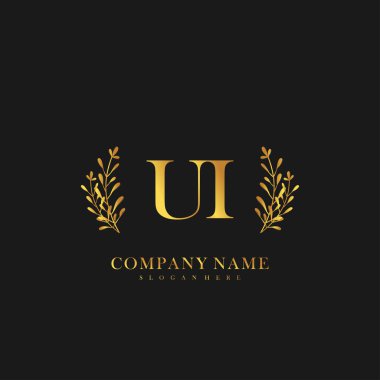 İlk harf UI güzellik el yazısı logo vektörü