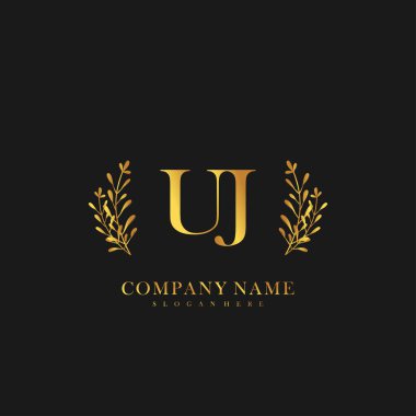 İlk harf UJ güzellik el yazısı logo vektörü