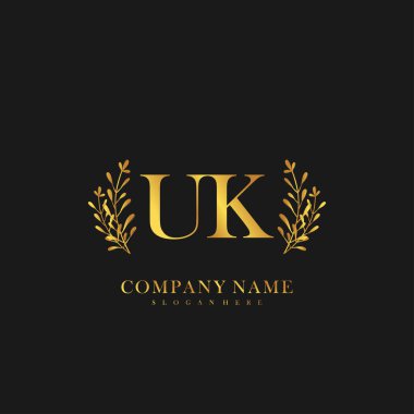 İlk harf UK güzellik el yazısı logo vektörü