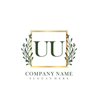 İlk harf UU güzellik el yazısı logo vektörü