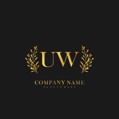 İlk harf UW güzellik el yazısı logo vektörü