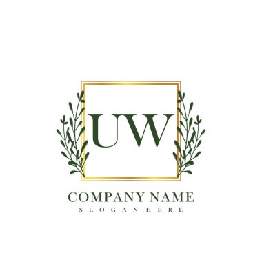 İlk harf UW güzellik el yazısı logo vektörü