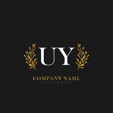 İlk harf UY güzellik el yazısı logo vektörü