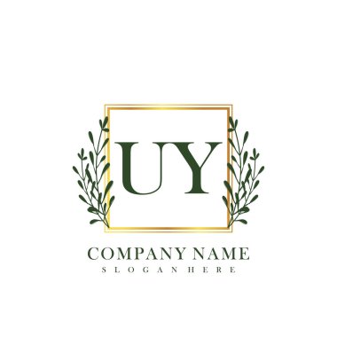 İlk harf UY güzellik el yazısı logo vektörü