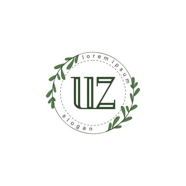 İlk harf UZ güzellik el yazısı logo vektörü