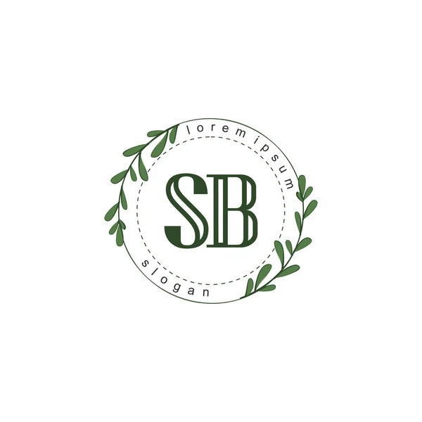 最初の文字Sbの美しさ手書きのロゴベクトル — ストックベクタ